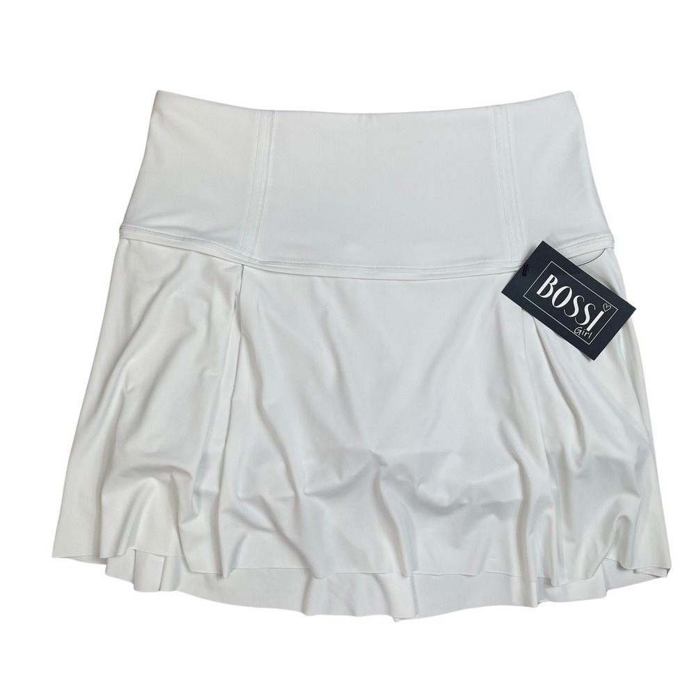 BOSSI GIRL White Pleated Tennis Skort Skirt Kids Activewear Athletic Gymnastics
